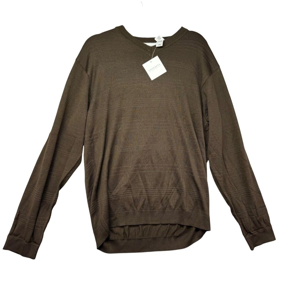 Concepts by Claiborne Sweater Mens Extra Large Brown Long Sleeve Stretch Striped